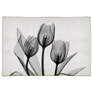 Monochromatic Black Tulips 4'x6' Chenille Rug