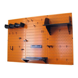 Orange Pegboard with Black Peg-Board Accessories by Wall Control Storage Systems - Garage And Tool Storage