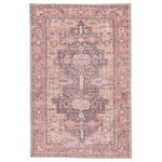 Jaipur Living - Machine Washable Jaipur Living Cosima Medallion Pink/Dark Purple Area Rug, 9'x12 - The Kindred collection melds the timelessness of vintage designs with modern, livable style. The Cosima area rug boasts a softly faded tribal medallion and floral accents in contemporary colors of deep purple, pink, and tan. This low-pile rug is made of soft polyester and features a one-of-a-kind antique rug digitally printed design.