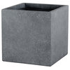 Modern Concrete Square Pot Planter, Grey, 12"x12"x12"