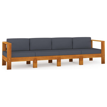 Vidaxl 4-Seater Garden Sofa With Dark Gray Cushions Acacia Wood