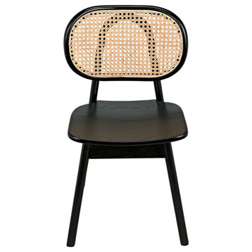 Parson Chair, Charcoal Black With Caning Set of 2