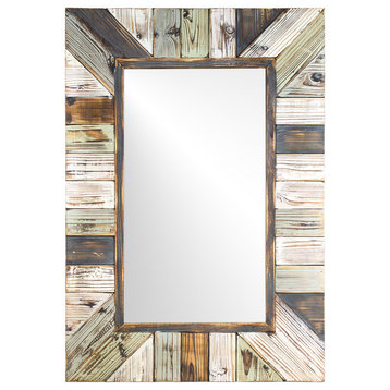 Rustic Wood Plank Rectangular Framed Wall Mirror