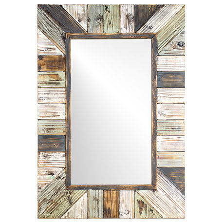 Rustic Wood Plank Rectangular Framed Wall Mirror