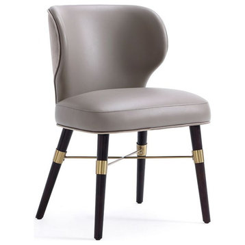 Modern Strine Dining Chair Velvet and Leatherette Upholstered Wood, Dark Taupe