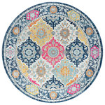Tayse - Hanna Transitional Border Navy Round Area Rug, 8' Round - Build an inspiring foundation for your home decor with this versatile area rug. The traditional panel design with border has been refreshed with chic colors for a fun touch.