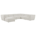 Meridian Furniture - Miramar Linen Textured Fabric  7-Piece Modular U-Shaped Sectional, Cream - Unwind and let your cares float away while you're curled up in the welcoming confines of this Miramar Modular Sectional. This sophisticated modular sectional is made from premium materials with a solid frame that ensures durability and long-lasting service life. The soft cream linen textured upholstery on this modular sectional makes it feel super indulgent against the skin. Pair this sectional with other items in the Miramar collection for a complete lookthe latches underneath make pairing a snap.