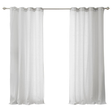 Belgian Flax Linen Grommet Top Curtain, Light Gray, 96"