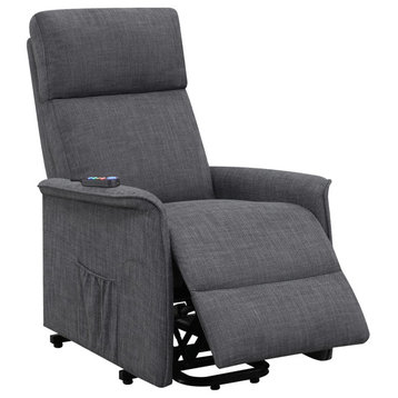 Coaster Herrera Fabric Power Lift Recliner with Wired Remote in Charcoal