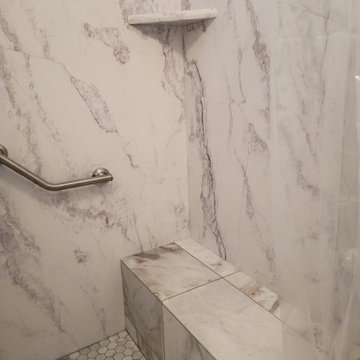 Acrylic Shower with Tile Bench & Base