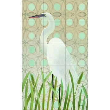 Tile Mural Kitchen Backsplash Free as a Bird Egret by Kathrine Lovell