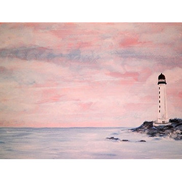Canvas, Cotton Candy Sky Lighthouse by Ed Capeau, 16"x12"