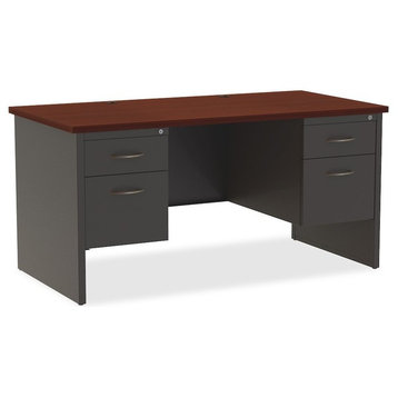 Lorell Mahogany Laminate/Charcoal Modular Desk Series, 60"x30", Top