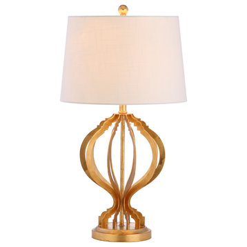 Sebastian 28.5" Metal Trellis Table Lamp, Gold Leaf
