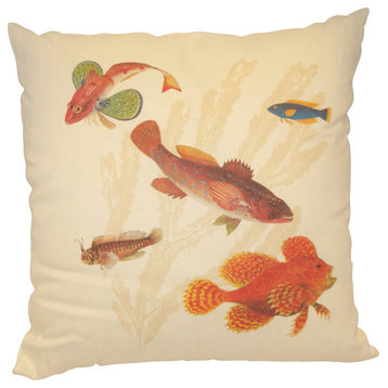 Juniper Road Collection, Sealife With Coral, Linen With Feather Down Insert