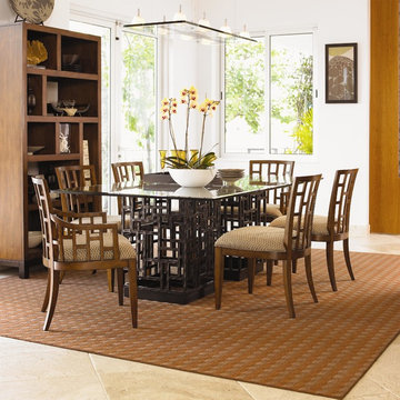 Ocean Club 7 Piece South Sea Rectangular Glass Top Table & Lanai Chair Set