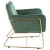 Keira Velvet Accent Chair With Metal Base, Green