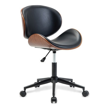 Mid-Century Swivel Office Desk Chair, Black