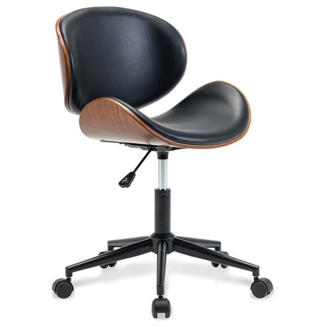 Mid-Century Swivel Office Desk Chair, Black