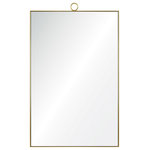 Renwil - Vertice Wall Mirror - Embracing the brass accent trend, the Wall Mirror features a slim gold frame with a decorative loop in the center. Made from beveled glass, it can be hung horizontally or vertically and comes complete with the necessary mounting hardware. Display in a hallway or living room for a decorative metallic touch.
