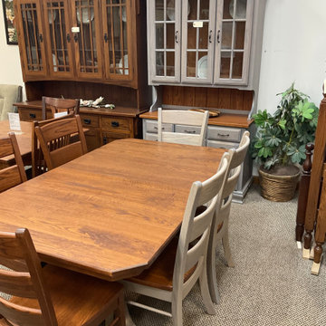 42 x 66 oak handplaned, 4-leaf table with clipped corners. Optional 2 tone or si