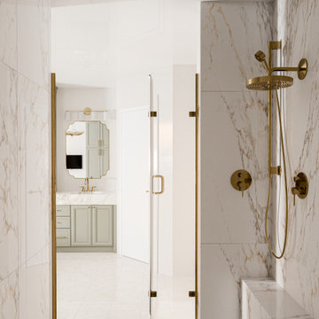 Elegant Sage & Gold Primary Bathroom