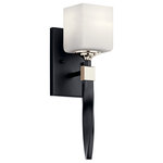 Kichler - Kichler 55000BK One Light Wall Sconce, Black Finish - The Marette(TM) 5in. 1 light wall sconce with satin etched cased opal glass and twisted arm in Black finish. A perfect addition in several aesthetic environments, including traditional, transitional and modern. Bulbs Not Included, Number of Bulbs: 1, Max Wattage: 75.00, Bulb Type: A19