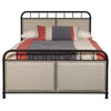 Linen Upholstered Metal Bed, Queen