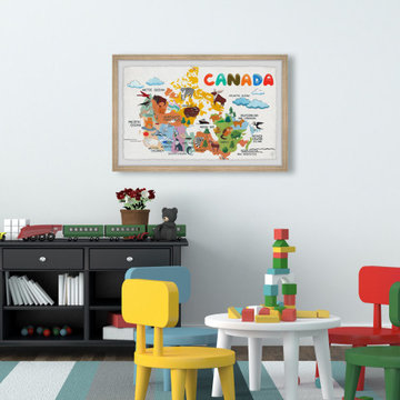 "Rainbow Canadian Map" Framed Painting Print