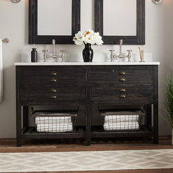 60" Benoist Recalmied Wood Console Double Vanity - Antique Pine - Bathroom Vanities And Sink Consoles