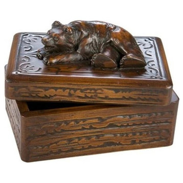Box MOUNTAIN Lodge Smiling Bear Lidded Resin Hand-Cast Hand-Painted