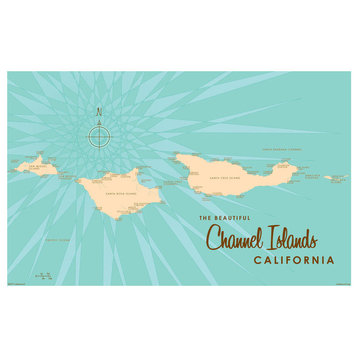 Lakebound Channel Islands California Map Art Print, 12"x18"