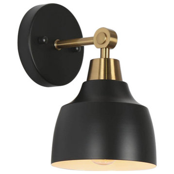LNC 1-Light Matte Black and Gold Wall Sconce Backplate size 5"D