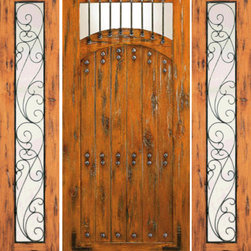 Door With Two Sidelites Exterior Prehung Knotty Alder, Camber Lite - Front Doors
