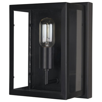 Cairn Matte Black Metal With Glass 1-Light Wall Sconce