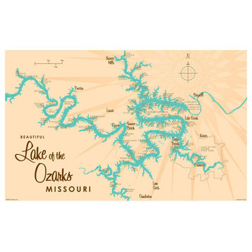 Lakebound Lake of the Ozarks Missouri Map Art Print, 30"x45"