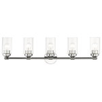 Livex Lighting - Whittier 5-Light Polished Chrome Large Vanity Sconce - Illuminate your home with a bright design from the Whittier collection. This large five-light vanity sconce features a polished chrome finish with clear glass. Perfect for a contemporary or transitional luxury bathroom setting.