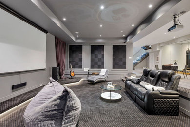 Trendy home theater photo in Toronto