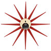 LeisureMod Maxi Modern Design Colorful Star Silent Non-Ticking Wall Clock, Red