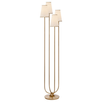 Montreuil Floor Lamp in Gild with Linen Shades