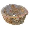 Rustic Natural Petrified Wood Stone Unique Bathroom Vessel Sink, Natural Stone