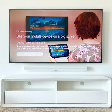 Living room Sony TV and Sonos Sound Bar