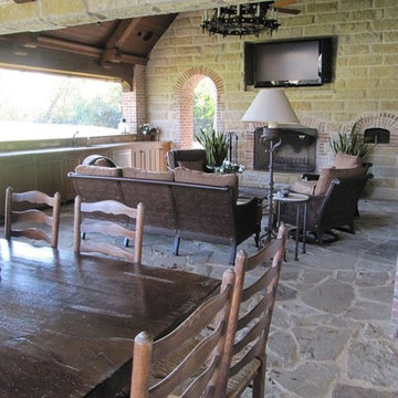 Mediterranean Patio with Outdoor TVs