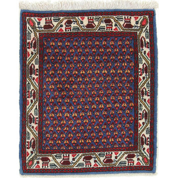 Oriental Rug Indo Sarouk 2'4"x2'1" Hand Knotted Carpet