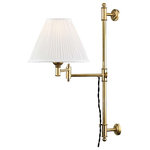 Hudson Valley Lighting - Classic No.1 Adjustable Wall Sconce, Off-White Silk Shade, Aged Brass - Designed by Mark D. Sikes