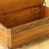 Hand Carved Wood Storage Bench with Cushion