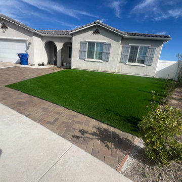 Low-Maintenance Artificial Turf & Traditional Pavers Hardscape | Woodland Hills,