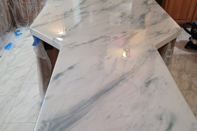 white epoxy marble countertop resurface