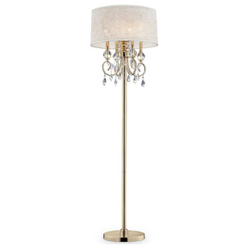 Stunning Brass Gold Finish Floor Lamp With Crystal Accents