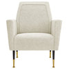 Inspired Home Holt Accent Chair Velvet/Linen 30Lx32Wx36H, Beige